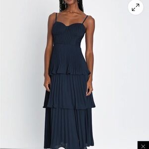 Lulu's Dark Teal Layered Midi Dress